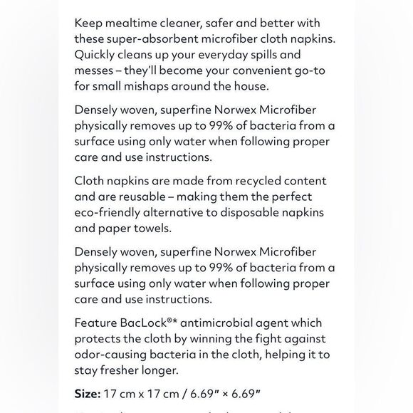 Norwex Napkins Set of 4 Graphite with dark trim NWOT - Picture 5 of 9